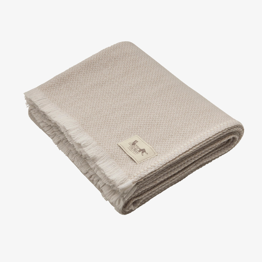 Doublesided handwoven alpaca & cashmere throw SAND
