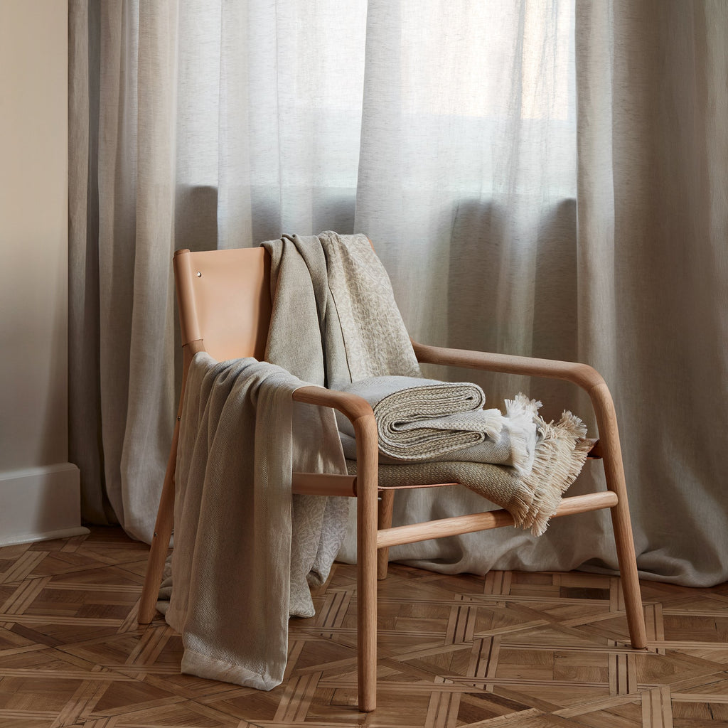 Doublesided handwoven alpaca & cashmere throw GREY MIST