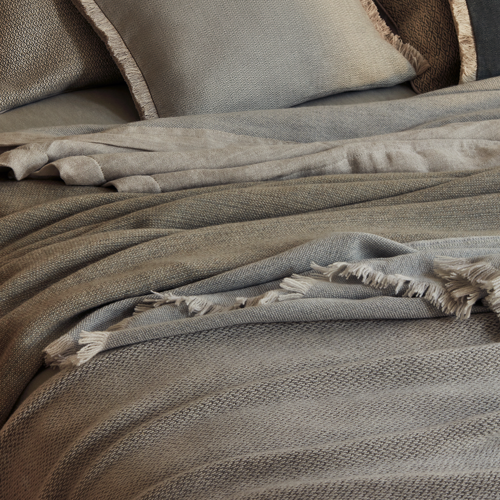 Doublesided handwoven alpaca & cashmere throw FOREST