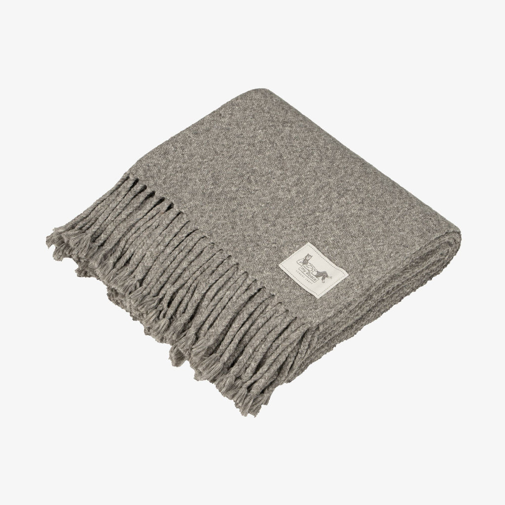Handwoven baby alpaca & cotton throw NATUAL GREY