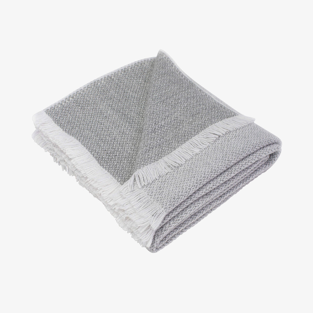 Doublesided handwoven alpaca & cashmere throw GREY MIST