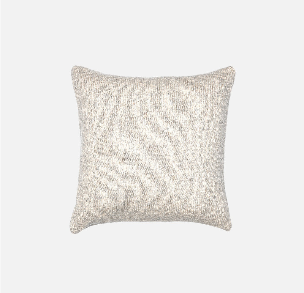 Hand knitted baby alpaca & cotton cushion NATURAL SILVER