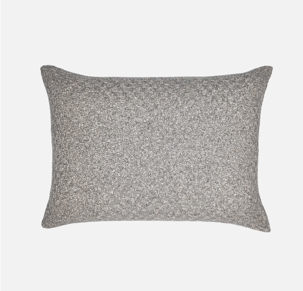 Hand knitted baby alpaca & cotton cushion NATURAL GREY