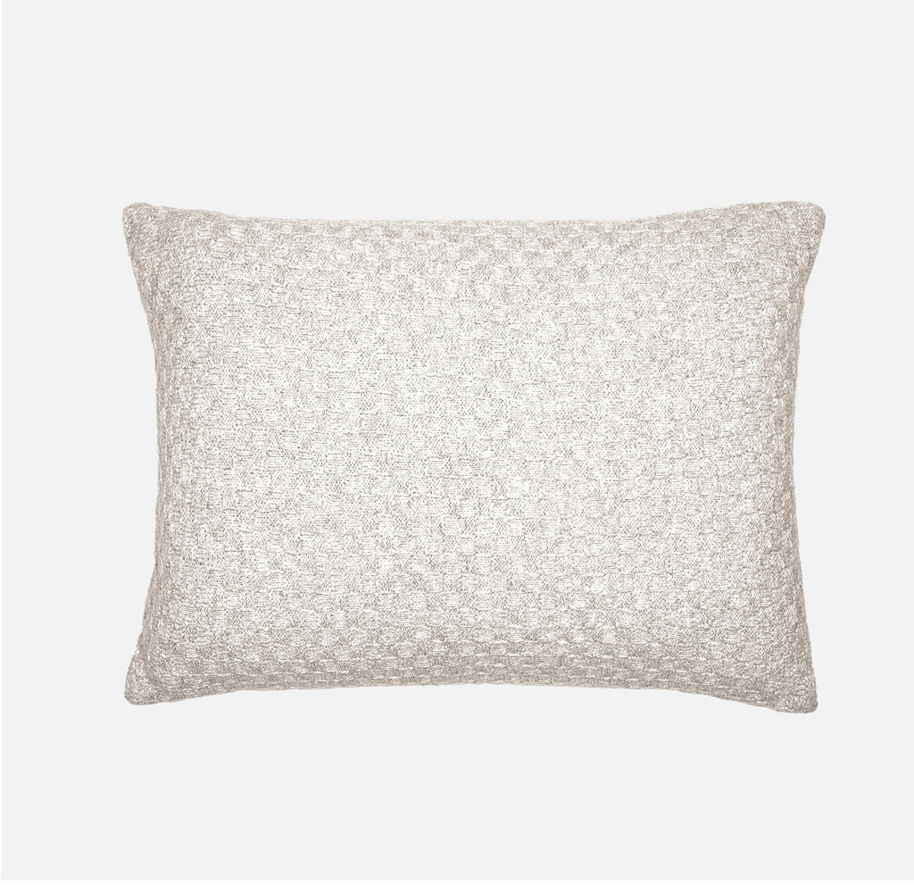 Hand knitted baby alpaca & cotton cushion NATURAL SILVER