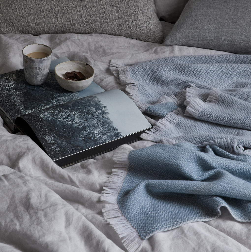 Handwoven alpaca & cashmere throw GREY MIST