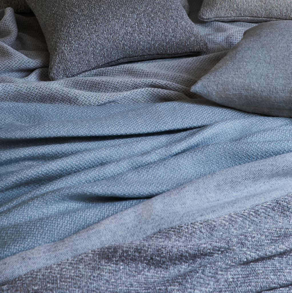 Doublesided handwoven alpaca & cashmere throw GREY MIST
