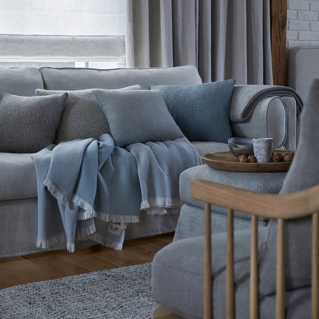 Doublesided handwoven alpaca & cashmere throw GREY MIST