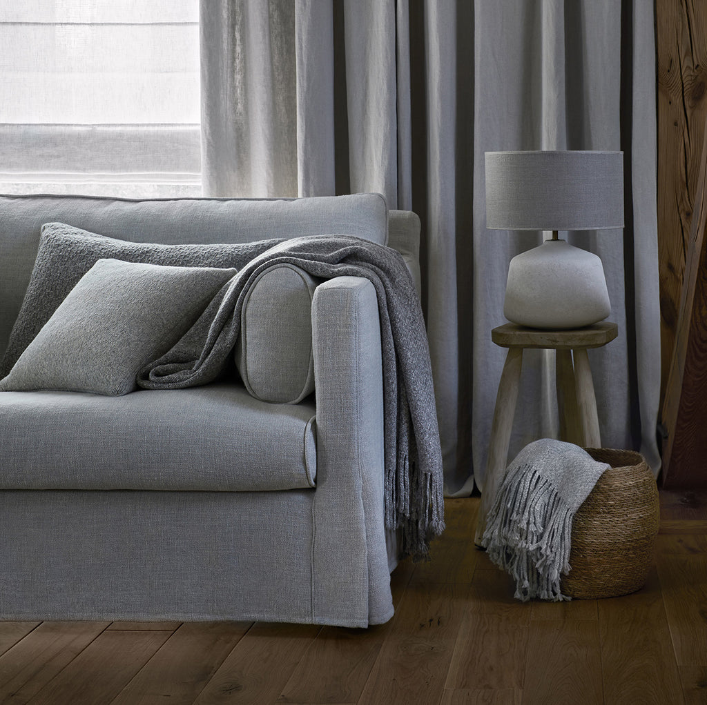 Handwoven baby alpaca & cotton throw NATUAL GREY