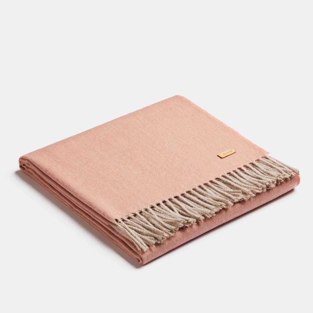 Plaid Exclusive Fishbone 100% baby alpaca NUDE PINK BEIGE