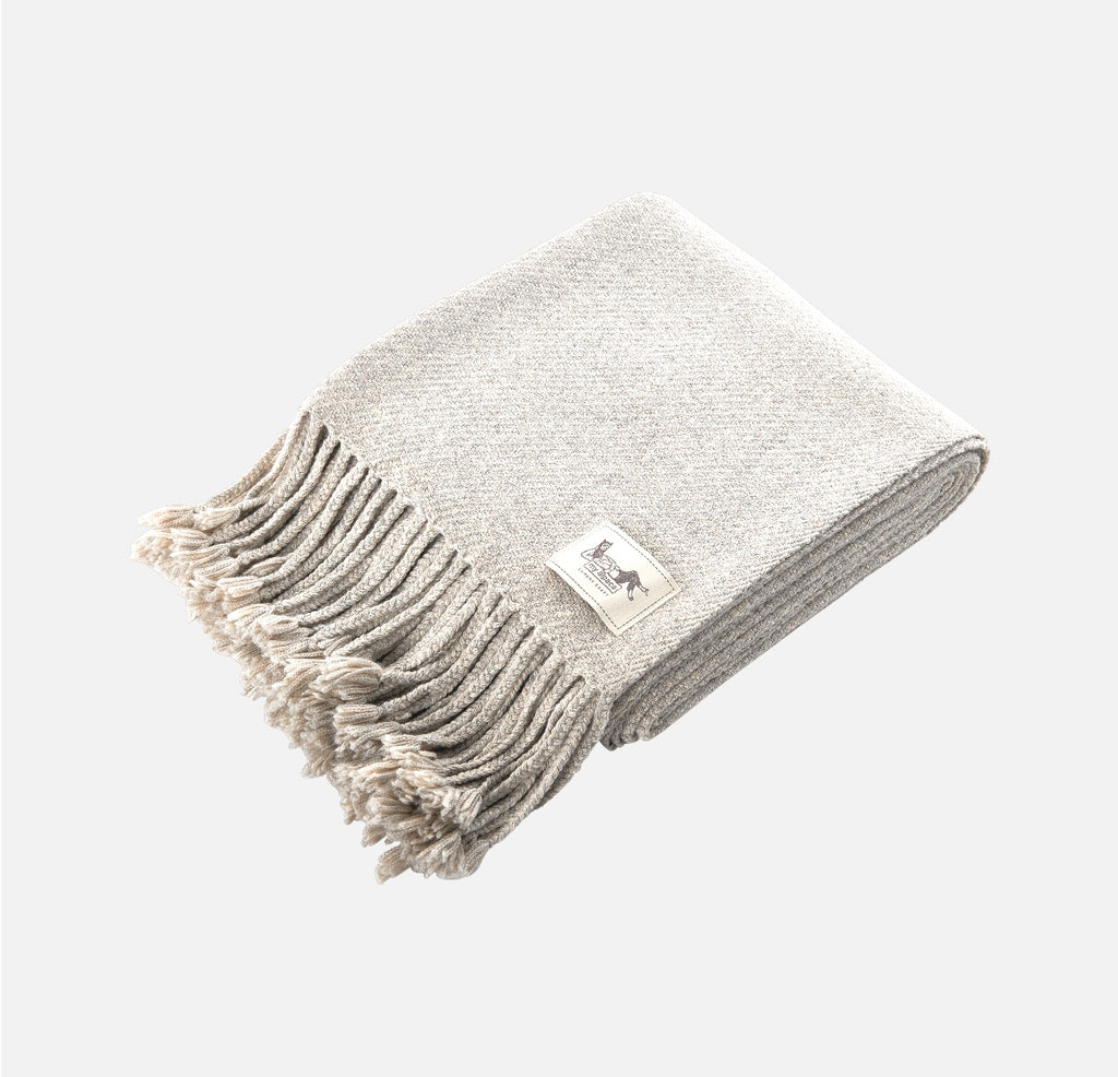 Handwoven baby alpaca & cotton throw NATUAL SILVER