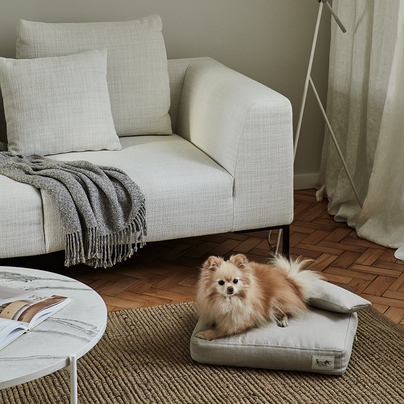 SET Handmade dog bed + cushion filled with 100% alpaca fibre